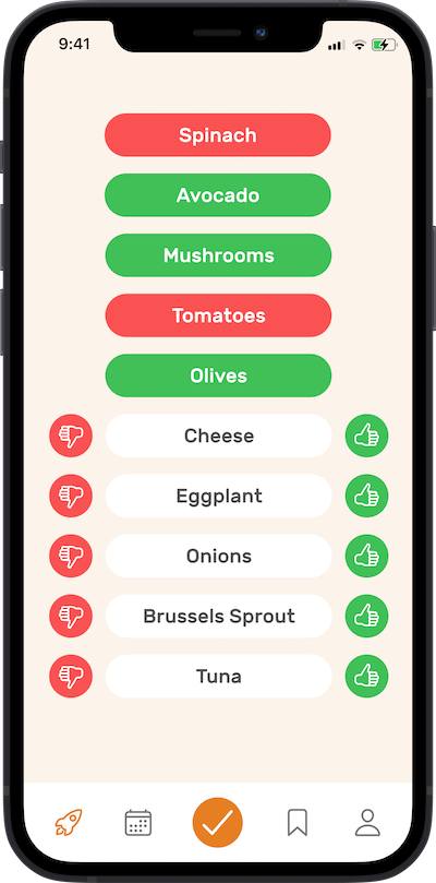 Iphone app prefences selection screen